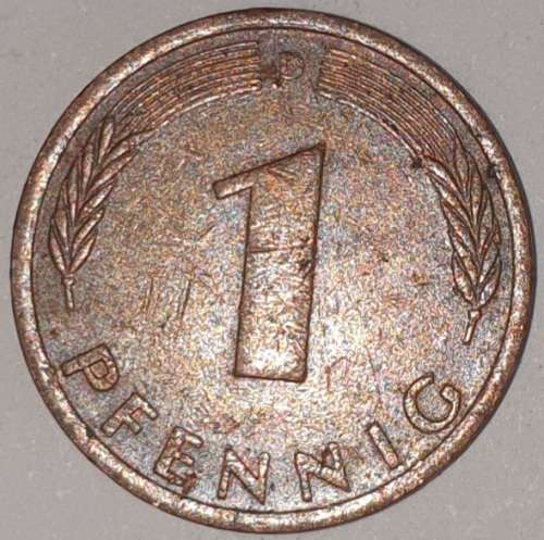 1975 D - 1 PFENNIG - ONE PFENNIG - GERMANY - FEDERAL REPUBLIC - (Copper Plated Steel)